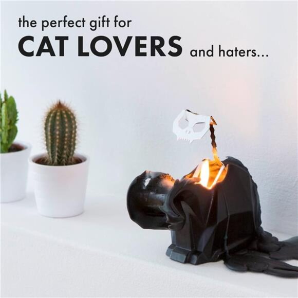Cat Candle (Black) - The Original Cat Candle with Metallic Skeleton | Halloween - Picture 4 of 7